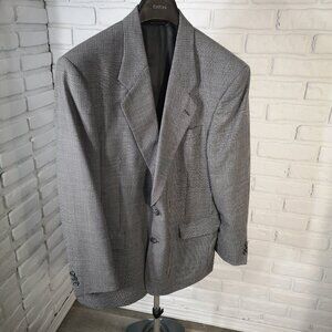 Manzoni Men's Grey Checkered Lined in Plain Grey 100% Wool Sports Coat